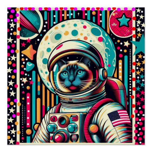 SIAMESE KAT-ASTRONAUT 5 PERFECT POSTER (Voorkant)