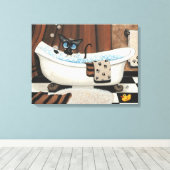 Siamese Kat Badkamer ArT van BiHrLe Canvas Print (Insitu (Houten vloer))