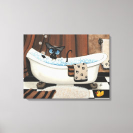 Siamese Kat Badkamer ArT van BiHrLe Canvas Print