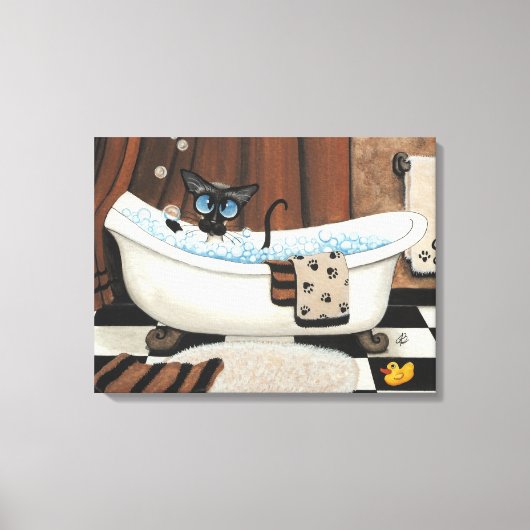 Siamese Kat Badkamer ArT van BiHrLe Canvas Print (Voorkant)