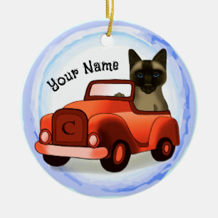 Siamese Kat Bestuurt Auto ornament