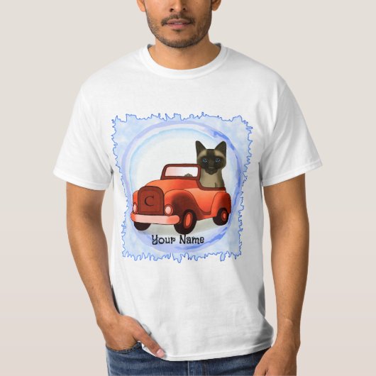 Siamese Kat Bestuurt Auto  T-shirt (Voorkant)