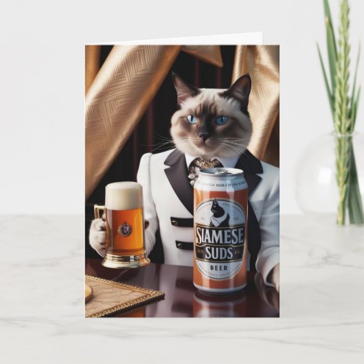 Siamese Kat Bier Drinker Kaart (Voorkant)