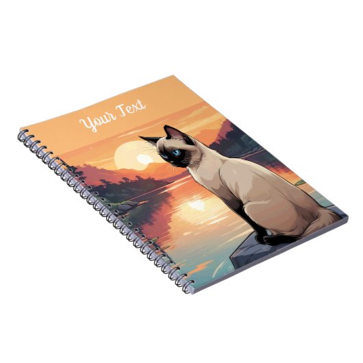 Siamese kat bij het meer notitieboek (Rechterzijde)
