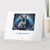 Siamese kat, Blauw en wit abstract Verjaardag Kaart (Achterkant)