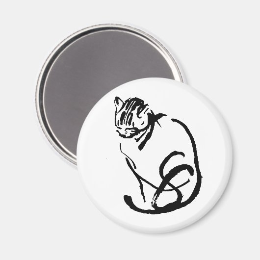 Siamese Kat Borstel Tekening Ontwerp Magneet (Voorkant / Achterkant)