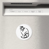 Siamese Kat Borstel Tekening Ontwerp Magneet (Insitu (Vaatwasser))