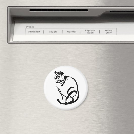 Siamese Kat Borstel Tekening Ontwerp Magneet (Insitu (Vaatwasser))