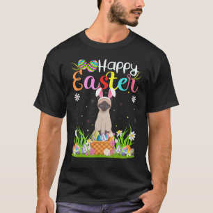 Siamese kat Bunny Egg Hunting Siamese Cat Happy Ea T-shirt