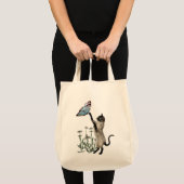 Siamese kat Butterflies Daisy Flowers Tote Bag (Voorkant (product))