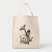 Siamese kat Butterflies Daisy Flowers Tote Bag (Voorkant)