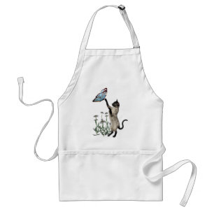 Siamese kat Butterfly Daisies Apron Standaard Schort