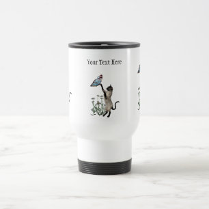 Siamese kat Butterfly Daisies Travel Mug Reisbeker