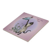 Siamese kat Butterfly en Daisies Tegeltje (Zijkant)