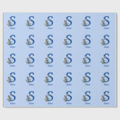 Siamese kat Butterfly Monogram Initiaal S Jouw naa Cadeaupapier (Vlak)