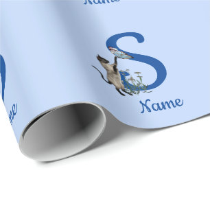 Siamese kat Butterfly Monogram Initiaal S Jouw naa Cadeaupapier