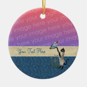 Siamese kat Butterfly Your Photo Cute Ornament