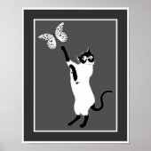 Siamese kat Butterfly zwart-wit Poster (Voorkant)