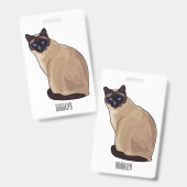 Siamese kat cartoon illustratie badge (Voor- en achterkant)