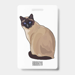 Siamese kat cartoon illustratie badge