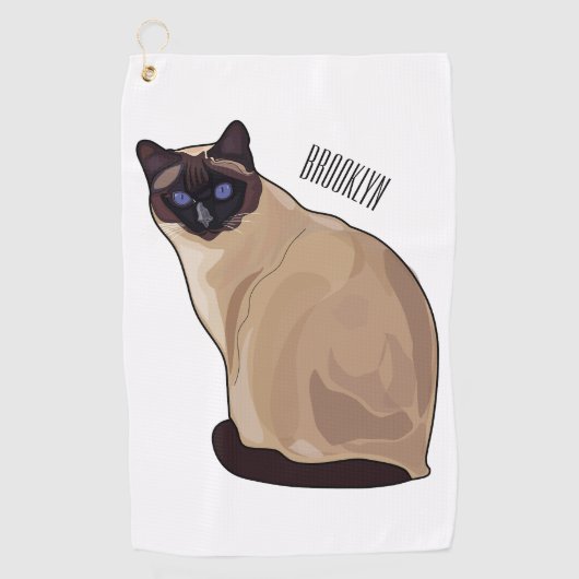 Siamese kat cartoon illustratie  golfhanddoek (Voorkant)
