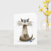 Siamese Kat Cartoon Kaart (Gele Bloem)