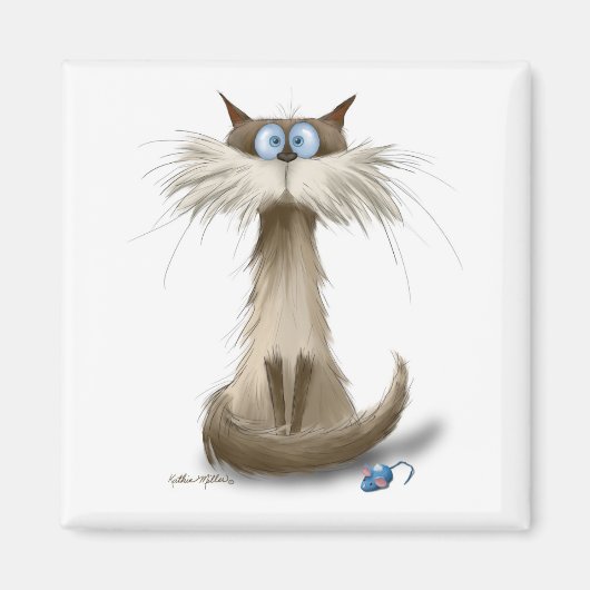 Siamese Kat Cartoon Magneet (Voorkant)