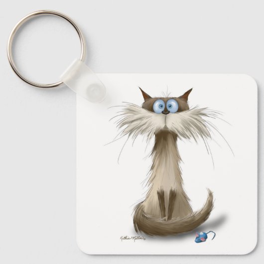 Siamese Kat Cartoon Sleutelhanger (Voorkant)