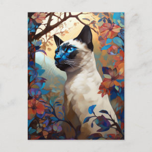 Siamese kat Colorful Art Briefkaart