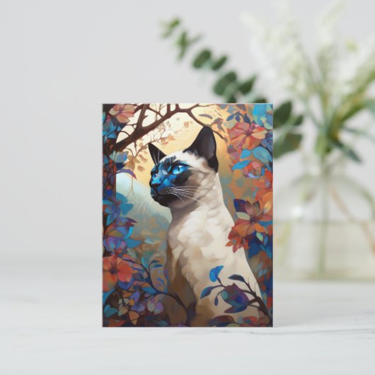 Siamese kat Colorful Art Briefkaart (Staand voorkant)