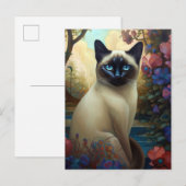 Siamese kat Colorful Art Briefkaart (Voorkant / Achterkant)