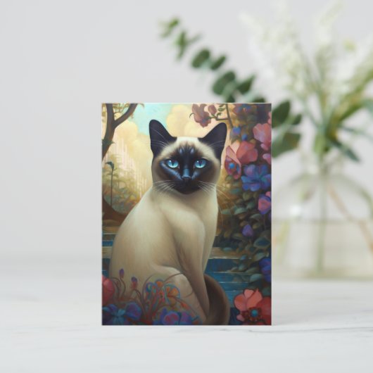 Siamese kat Colorful Art Briefkaart (Staand voorkant)