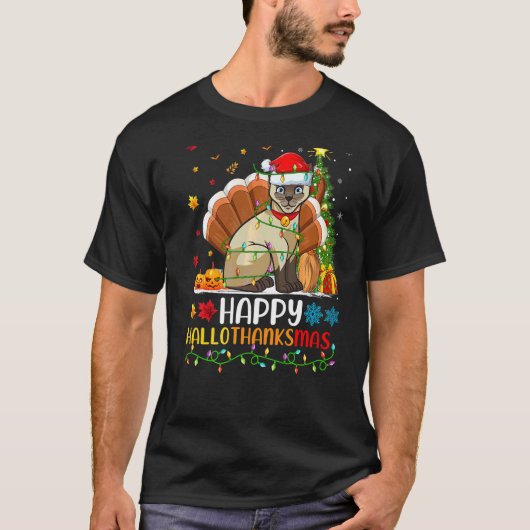 Siamese Kat Dier Siamese Kat Hellothanksmas T-shirt (Voorkant)