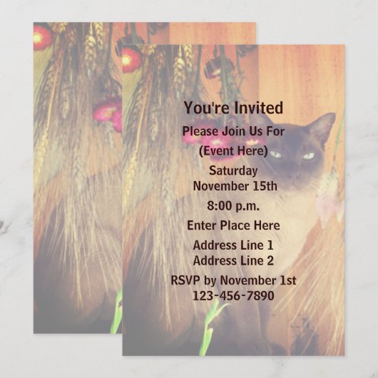 Siamese Kat Dierenfeest Kaart (Voorkant / Achterkant)