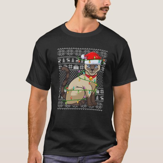 Siamese kat Dierenvriend Santa Ugly Siamese Cat Ch T-shirt (Voorkant)