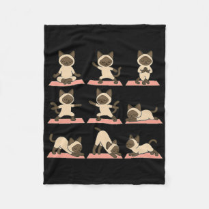 Siamese Kat Doet Yoga Vegan Kawaii Zen Fleece Deken