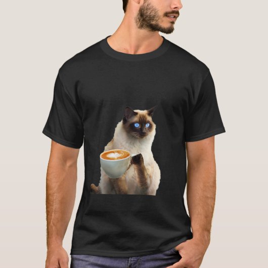 Siamese kat Drink koffie T-shirt (Voorkant)