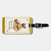 Siamese Kat drinkt koffie Bagagelabel (Voorkant horizontaal)