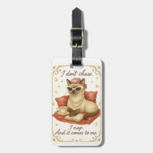 Siamese Kat drinkt koffie bevestiging Bagagelabel