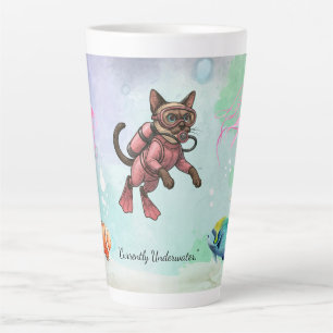 Siamese Kat Duiker – Grappige Oceaan Aquarel Latte Mok