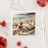 Siamese kat dutje bij het strand servet (Insitu)