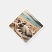 Siamese kat dutje bij het strand servet (Hoek)