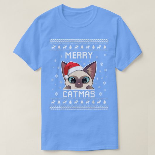 Siamese kat-eigenaar Ugly kerstSweater voor het ho T-shirt (Design voorkant)