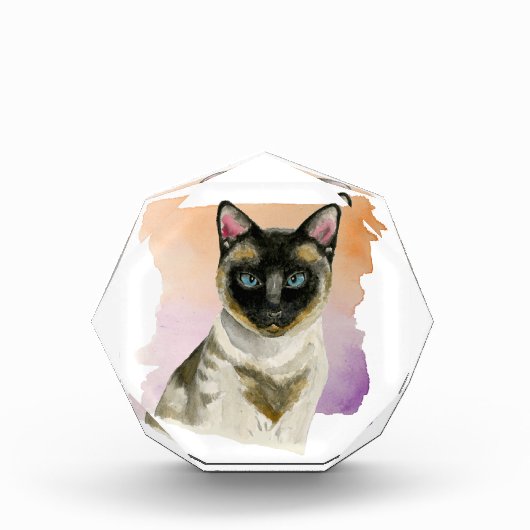 Siamese kat Elegant Waterverf Painting Fotoblokken (Voorkant)