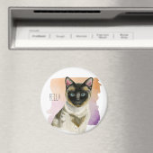 Siamese Kat Elegant Waterverf Schilderij Magneet (Insitu (Vaatwasser))