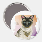 Siamese Kat Elegant Waterverf Schilderij Magneet (Voorkant / Achterkant)