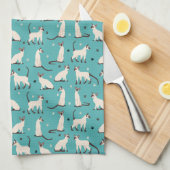 Siamese kat en Blauwgroen blauwe keukenhanddoeken  (Quarter Fold)