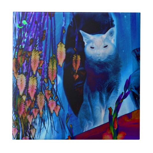 Siamese kat en bloemen dierlijke kunst tegeltje (Voorkant)