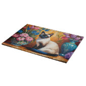 Siamese kat en boeketten in vazen waterverf snijplank (Hoek)