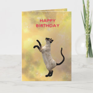 Siamese kat en gelukkige verjaardag kaart